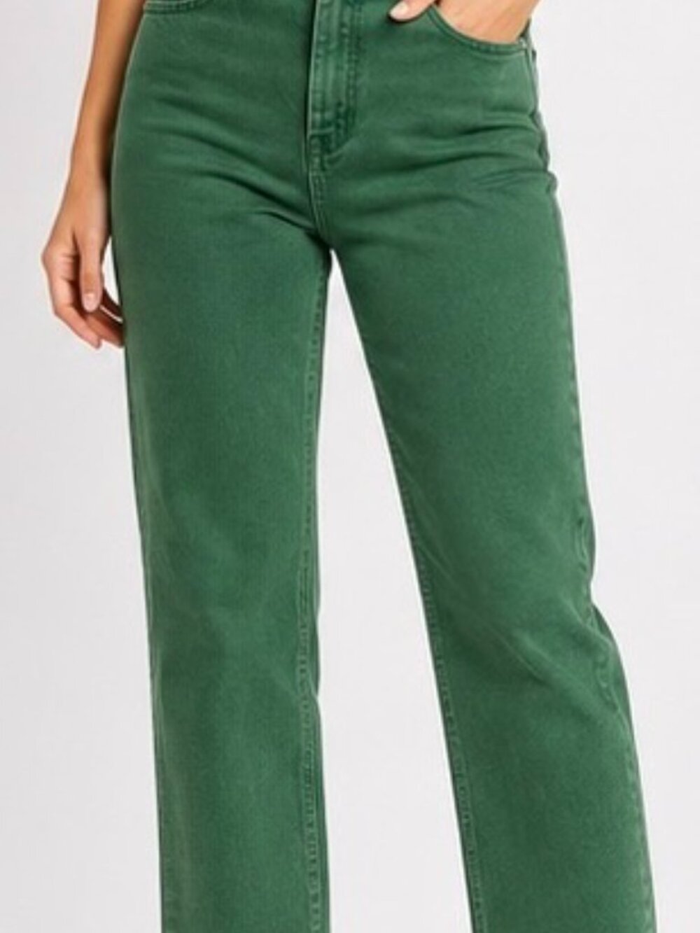 Zara Women’s Green Straight Leg Jeans Size 6 29 Long High Rise Denim